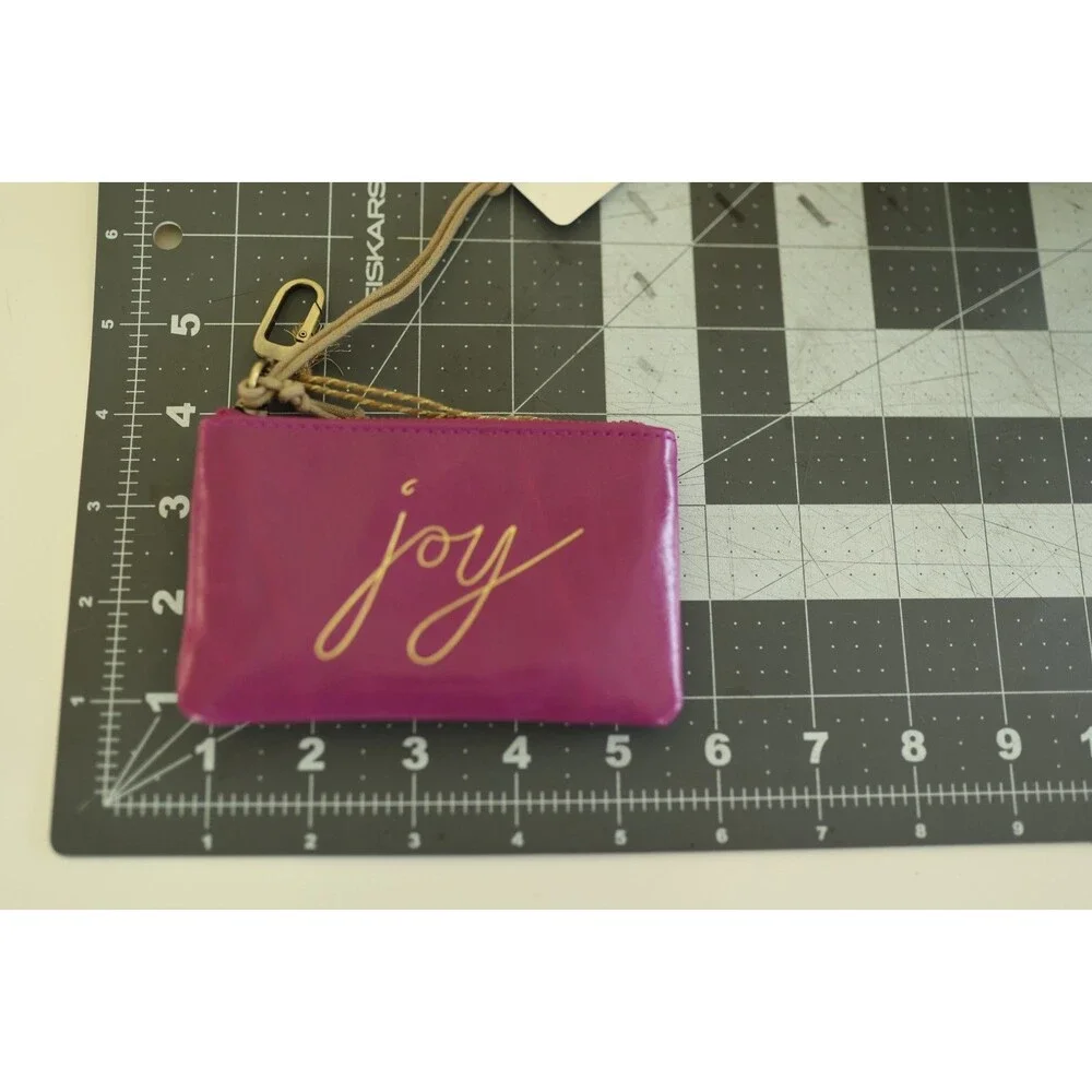 NWT HOBO Sentiment Purple Leather Joy Pouch Coin Card Bag Charm